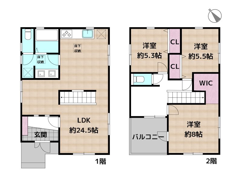 長久手市長配2丁目 中古一戸建ての図面