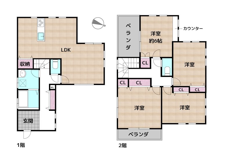 名古屋市天白区植田山4丁目 中古一戸建ての図面