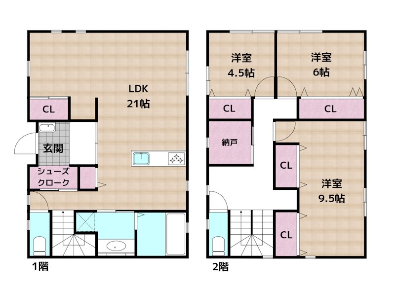 尾張旭市庄南町3丁目 中古一戸建ての図面