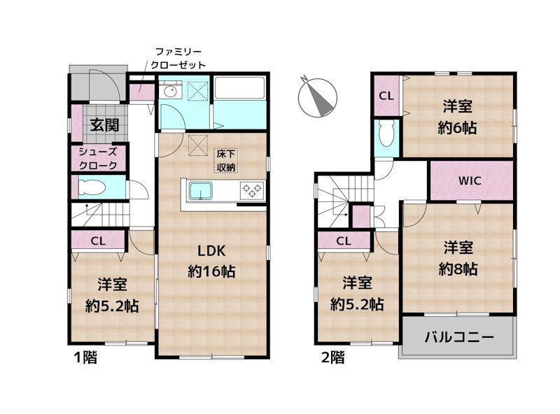 尾張旭市新居町今池下 1号棟 新築一戸建ての図面