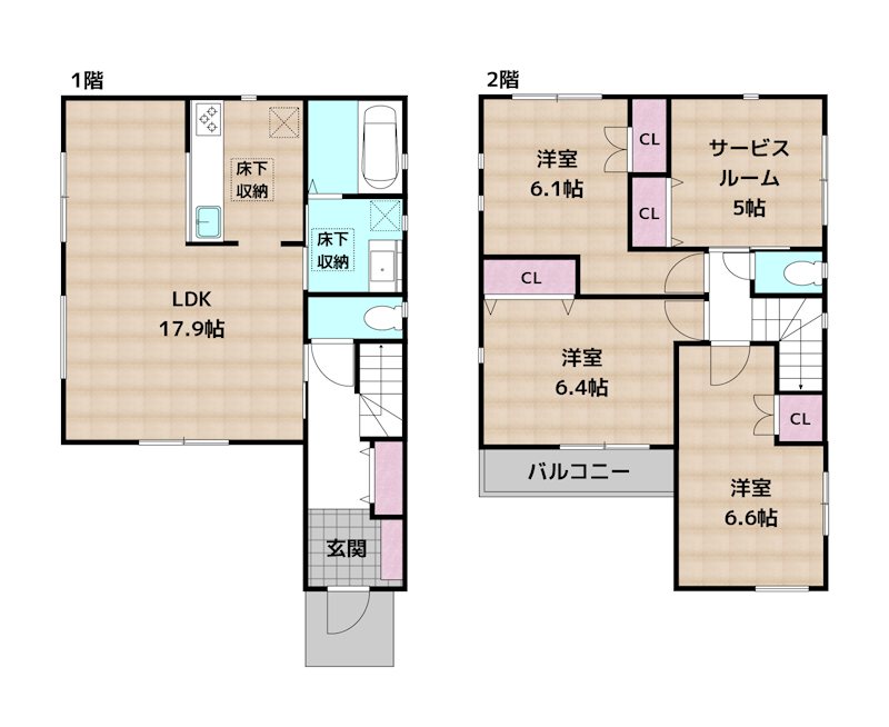 名古屋市名東区極楽3丁目 2号棟 新築一戸建ての図面