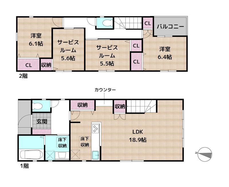 名古屋市守山区小幡南3丁目 3号棟 新築一戸建ての図面
