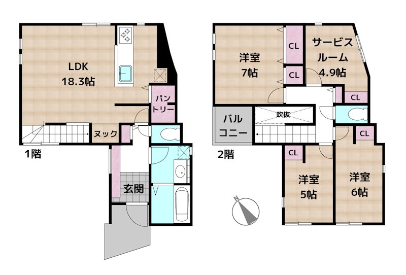 名古屋市守山区白山1丁目 2号棟 新築一戸建ての図面