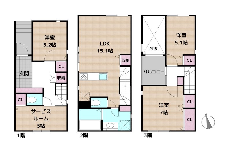 名古屋市守山区鳥羽見2丁目 新築一戸建ての図面