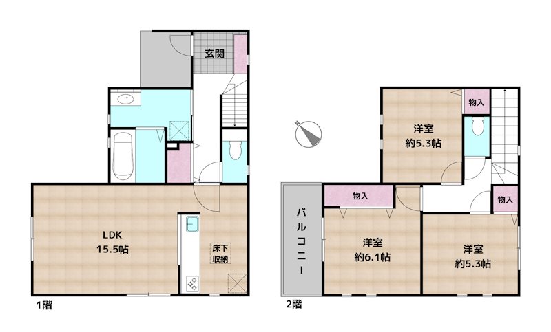 名古屋市守山区緑ヶ丘 B号棟 新築一戸建ての図面
