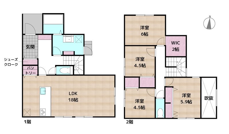 日進市岩崎町 2号棟 新築一戸建ての図面