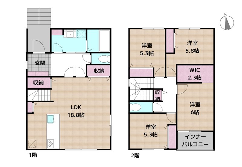 日進市岩崎町 6号棟 新築一戸建ての図面