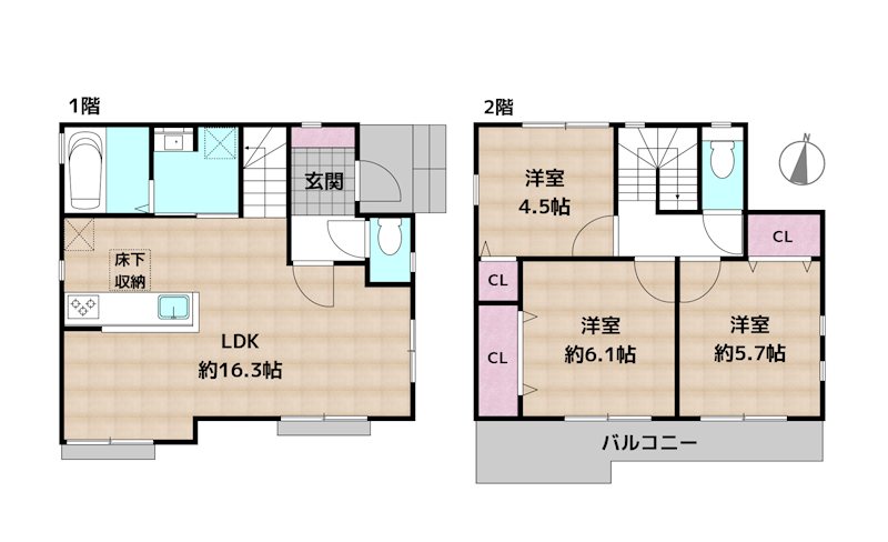 名古屋市名東区神里2丁目 新築一戸建ての図面