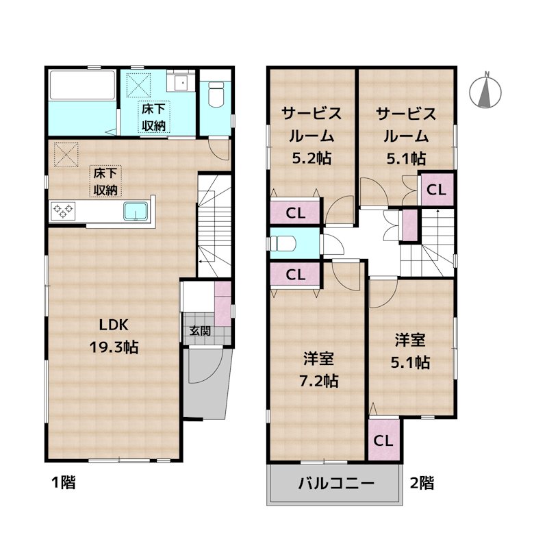 名古屋市天白区梅が丘4丁目 2号棟 新築一戸建ての図面