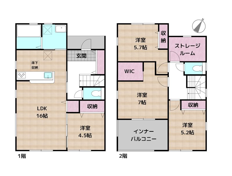 名古屋市守山区瀬古東3丁目 2号棟 新築一戸建ての図面