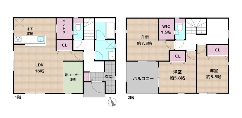 日進市岩崎町梅ノ木 2号棟 新築一戸建ての図面