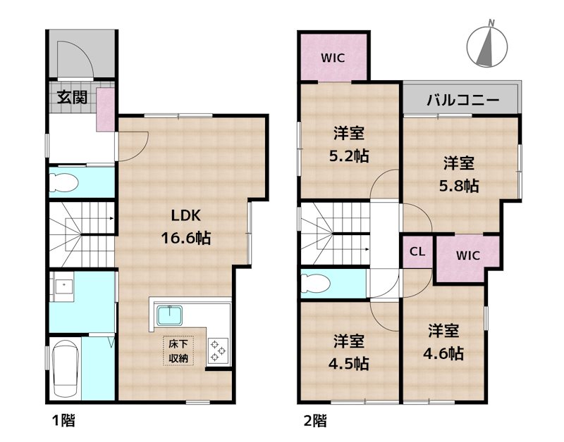 名古屋市名東区西山台 1号棟 新築一戸建ての図面