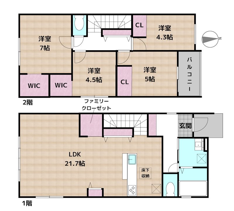 名古屋市守山区西新 1号棟 新築一戸建ての図面