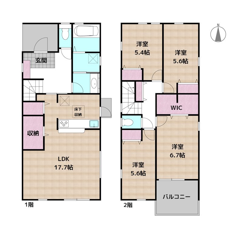 尾張旭市東大久手町1丁目 1号棟 新築一戸建ての図面