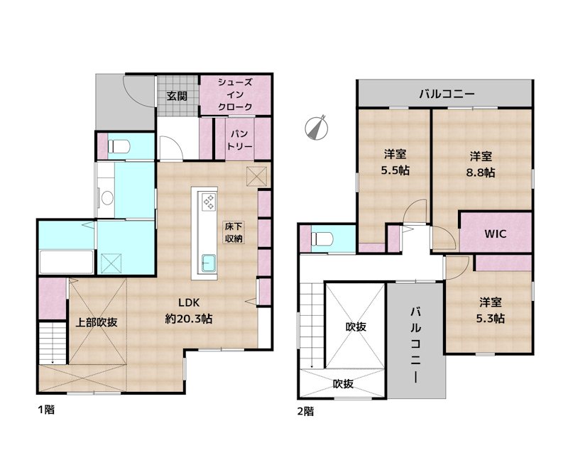 日進市梅森町新田 1号棟 新築一戸建ての図面