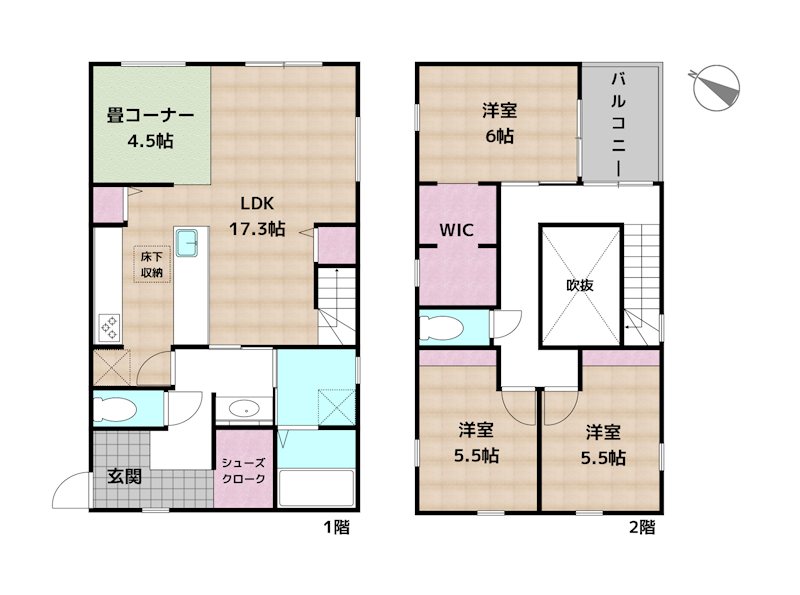 日進市梅森町新田 2号棟 新築一戸建ての図面