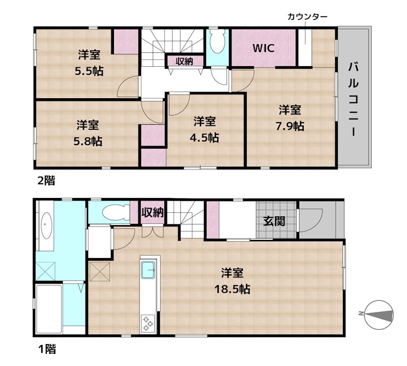 名古屋市守山区西島町 4号棟 新築一戸建ての図面