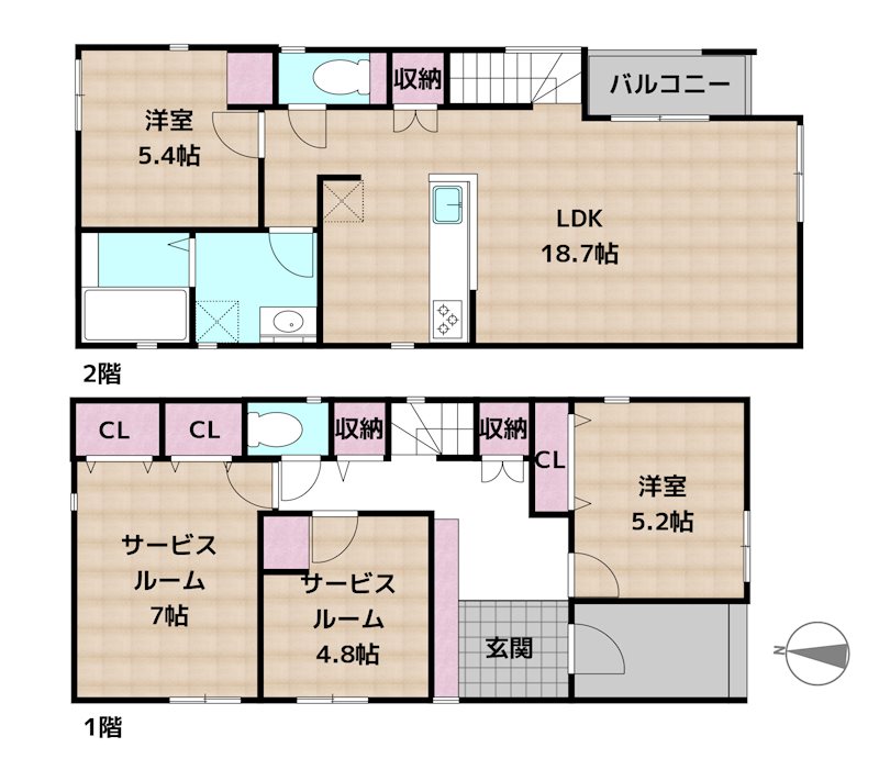 名古屋市守山区西島町 5号棟 新築一戸建ての図面