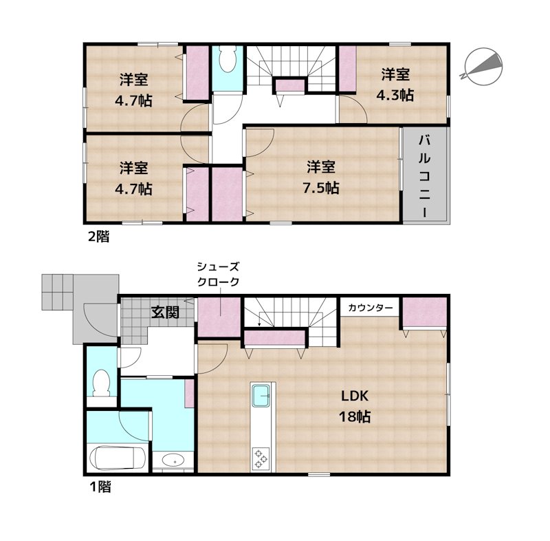 名古屋市名東区新宿1丁目 新築一戸建ての図面