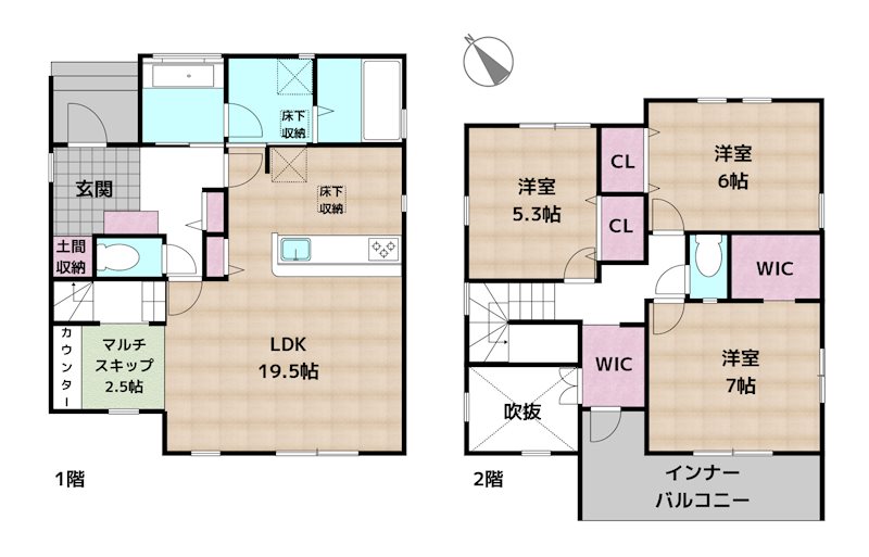 日進市藤塚3丁目 2号棟 新築一戸建ての図面