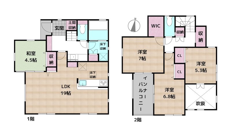 日進市梅森町新田 1号棟 新築一戸建ての図面