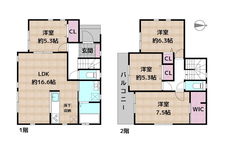 名古屋市守山区森孝1丁目 B号棟 新築一戸建ての図面