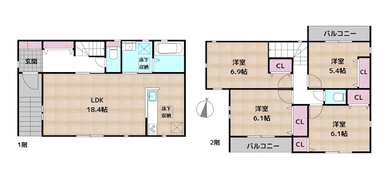 名古屋市名東区高間町 新築一戸建ての図面