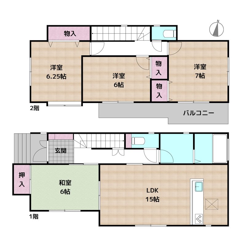 名古屋市名東区香流3丁目 中古一戸建ての図面