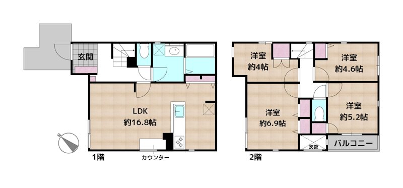名古屋市名東区貴船3丁目 2号棟 新築一戸建ての図面