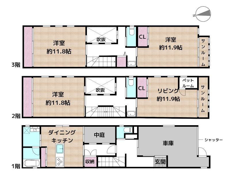 名古屋市守山区守牧町 中古一戸建ての図面