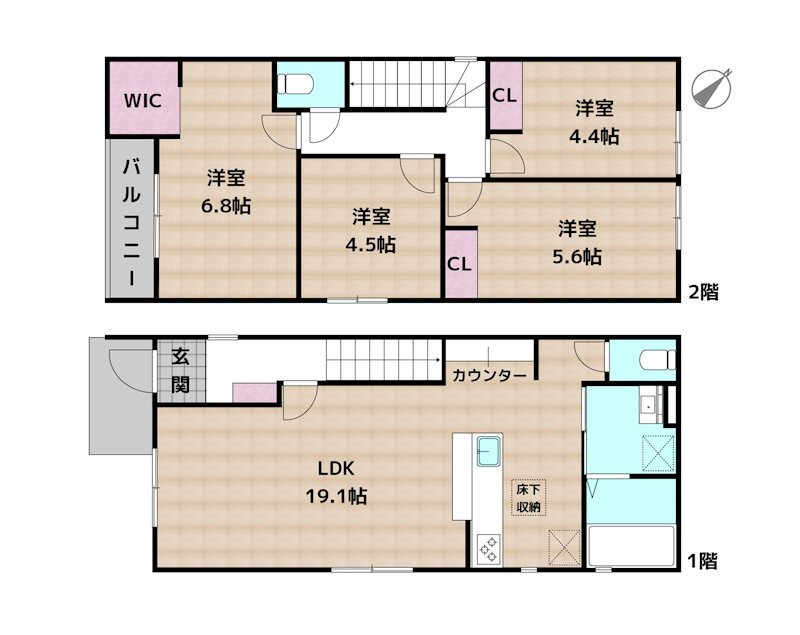 名古屋市名東区神里1丁目 新築一戸建ての図面