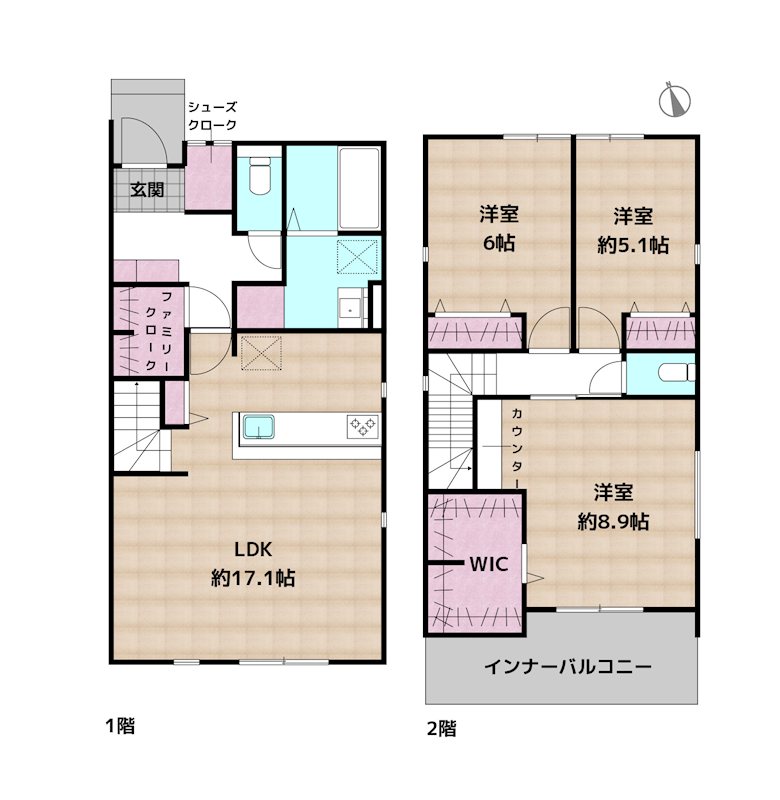 日進市岩崎町神明 2号棟 新築一戸建ての図面