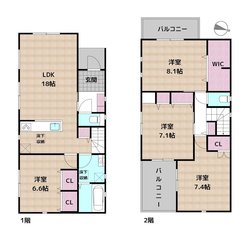 名古屋市名東区神里1丁目 新築一戸建ての図面