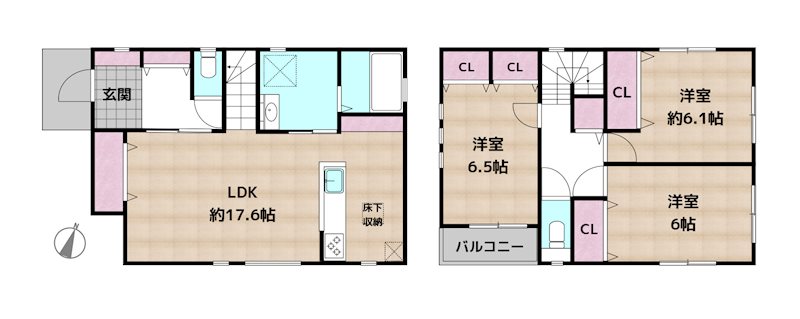 名古屋市名東区勢子坊3丁目 A号棟 新築一戸建ての図面