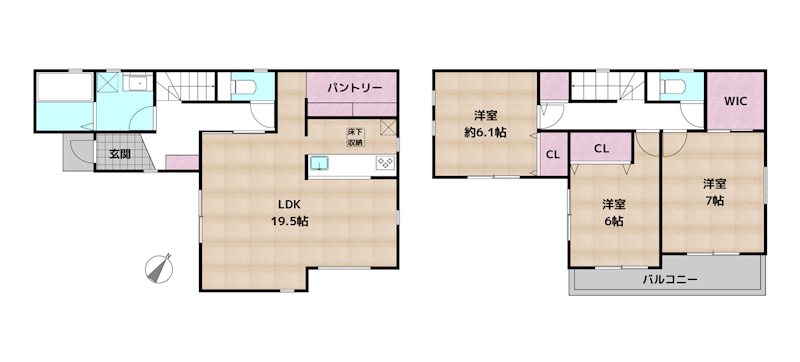 名古屋市名東区勢子坊3丁目 B号棟 新築一戸建ての図面