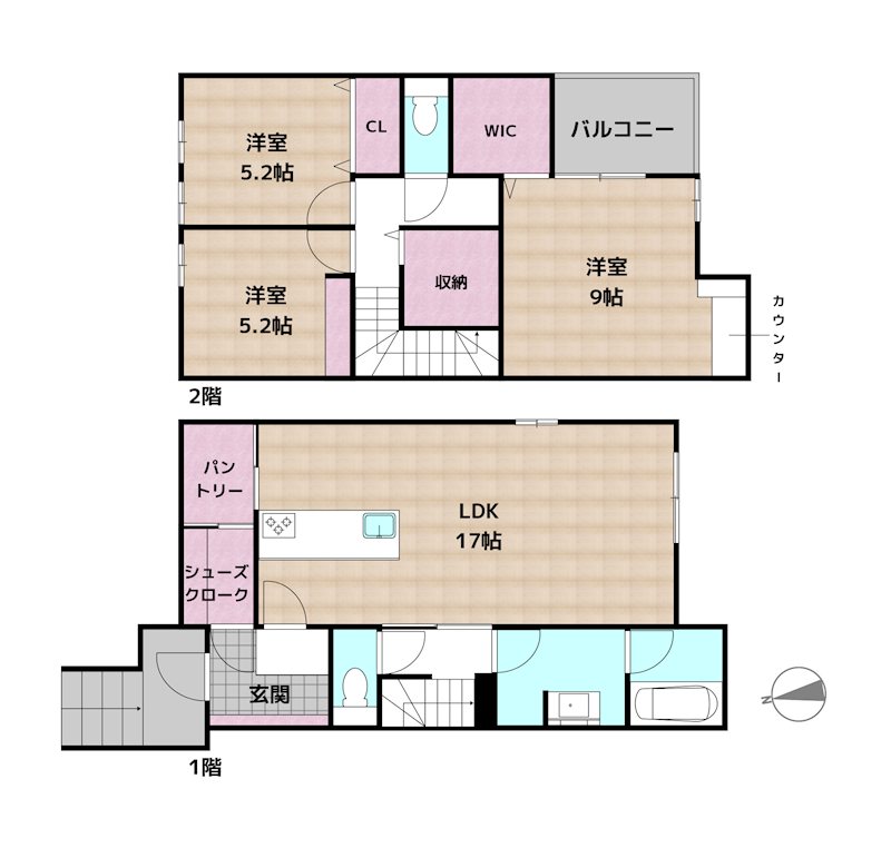 名古屋市守山区大永寺町 1号棟 新築一戸建ての図面