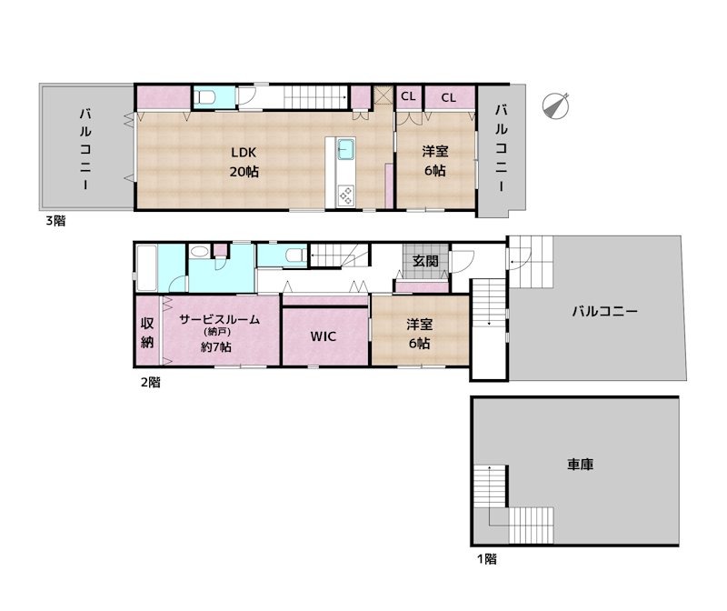名古屋市名東区西山本通3丁目 中古一戸建ての図面