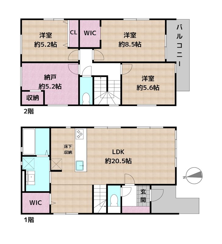 名古屋市守山区深沢1丁目 2号棟 新築一戸建ての図面